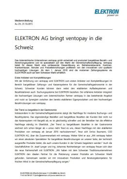ELEKTRON AG bringt ventopay in die Schweiz