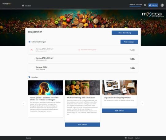 mocca.order Bestellsystem in neuem UI/UX-Design