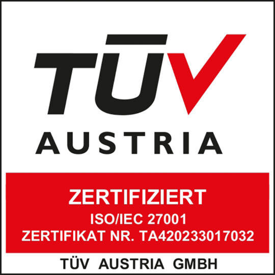 ISO/IEC 27001:2022 certification by TÜV AUSTRIA